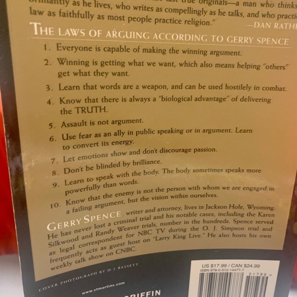 How to Argue and Win Everytime Gerry Spence Best Seller Book Lawyer Paperback - Picture 3 of 3